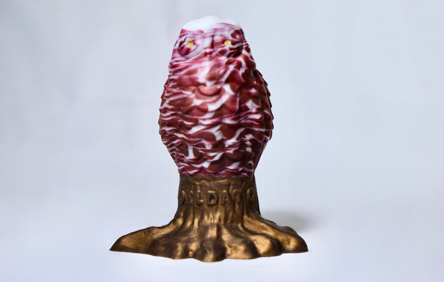 Bubox - Tamaño pequeño - Morado y blanco, con base de tronco de árbol holográfico marrón