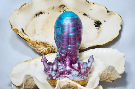 Pleasure Puss - Tamaño Mediano - Azul Coral, Morado y Blanco Perla.