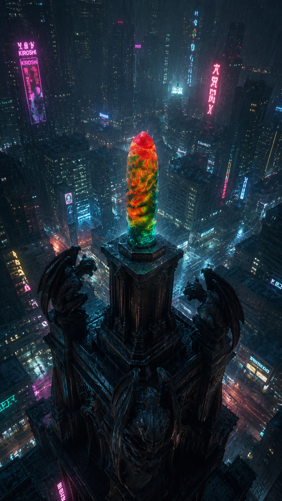 PRINCE ALBERT DILDO - FLUORESCENT RAINBOW COLORS